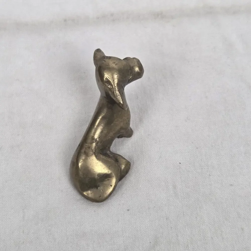 Vintage Miniature Brass Dachshund Figurine Cast Metal Weiner Dog Puppy Mini